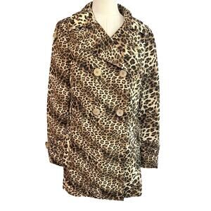 Leopard Print Blazer/Jacket Women 44 Stylish Bold Lined Buttons Boho Preppy